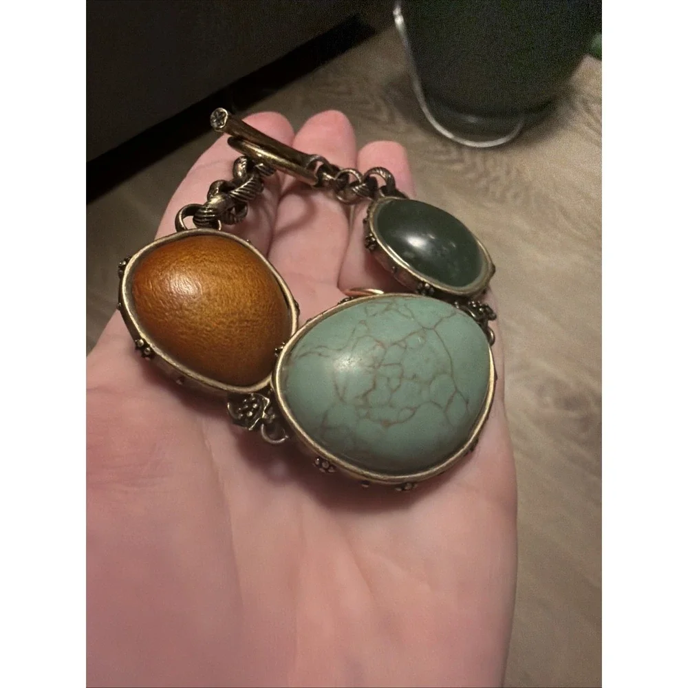 Lucky Brand Turquoise Gold Mixed Colored Stones Bracelet Clasp